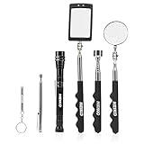 NEIKO 20736A (6) Piece Set, Magnetic Tool & Telescoping Mirror Set, Adjustable Telescoping Magnetic Pickup Tool, Flashlight 15lb Retriever Tool, 360 Swivel, Magnet Mirror, Magnetic Tools for Mechanic