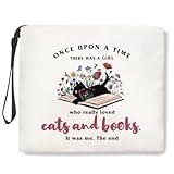 Book Lovers Gifts Makeup Bag Book Club Gifts Cosmetic Travel Bag Bookish Gifts Zipper Pouch Cat Lover Gifts Skincare Bag Bookworm Reading Christmas Birthday Gifts Beauty Bag for Women Friends Bestie