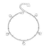 kelistom 925 Sterling Silver Bracelets for Women, Love Heart Charm Chain Bracelet Bangle Fashion Jewelry Gifts