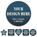 VulgrCo Custom Deluxe Vinyl Label Stickers for Business Logo Picture Photo Text Image Customized Waterproof Dishwasher Safe Labels 100, 200 Count 1" 2" 3" 4" 1.5"