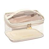 LETGO Black Deals Friday Deals 2023 Clear Makeup Bag Organizer With Handle Strap Portable Travel Toiletry Cosmetic Bag Case for Women, Multipurpose Car Accessories for Women Girls(Beige)