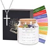 Bible Verse Jar, The Hope Jar Bible Verses for Emotions And Feelings, Prayer Jar with 108Pcs Bible Verses and Silver Cross Necklace, Christian Gifts for Women and Men