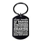 Inspirational Gifts Keychain For Young or Adult Women Men Son Daughter Graduation Birthday For College Grads Teenage Boy Girls Kids You Are Braver Stocking Stuffer Keyring For Him Her Teens