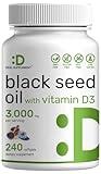 DEAL SUPPLEMENT Black Seed Oil, 240 Softgels – Cold-Pressed Nigella Sativa, Naturally Occurring Thymoquinone (TQ) – Non-GMO, No Gluten – Black Cumin Seed Liquid Capsules with Vitamin D3