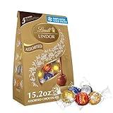 Lindt LINDOR Assorted Chocolate Candy Truffles, Chocolate with Smooth, Melting Truffle Center, 15.2 oz. Bag