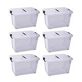 ROLUXENTIA 6-Pack Clear Lidded Storage Bins - 6 Quart Containers with Handle, Latches, and Lids, Stackable and Nestable Box for Efficient Storage Solutions, Easy for Home Organization