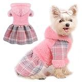 Dog Dresses for Small Dogs Girl Winter Dog Sweater Dress Teacup Dog Clothes for Small Dogs Girl (XX-Small, Pink)