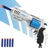 whatstem Foam Dart Blaster for Kids, Pull to Prime, 8-Dart Rotating Barrel, 20 Darts, Outdoor Toys Shooting Games for 8 Year Old + Boys & Girls (Blue)