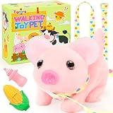 Tagitary Plush Toys Pig for Kids with Sounds,Interactive Electronic Pig Toys That Can Walk,Twitch Nose,Wag Tail,Stuffed Animal Toys for Kids with Leash,Easter Christmas Birthday Gift for Toddlers Kids