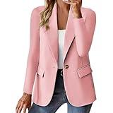 Prime Deals Today Clearance 2024 Blazers for Women Business Jackets Long Sleeve Open Front Cardigan Work Suit Fall Fashion Blazer Deal of The Day Clearance Amazon Sale Today Pink L