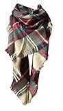 Wander Agio Womens Warm Scarf Triangle Shawls Large Scarves Stripe Plaid Fichu Triangle Camel Colour 7