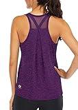 ICTIVE Workout Tops for Women Loose fit Racerback Tank Tops for Women Mesh Backless Muscle Tank Running Tank Tops Workout Tank Tops for Women Yoga Tops Athletic Exercise Gym Tops Dark Purple L