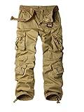 AKARMY Men's Casual Cargo Pants Military Army Camo Pants Combat Work Pants with 8 Pockets(No Belt) Khaki 44