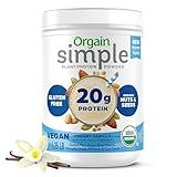 Orgain Organic Simple Vegan Protein Powder, Vanilla - 20g Plant Based Protein, With less Ingredients, No Artificial Sweeteners, Gluten Free, No Lactose Ingredients, 1.25 lb (Packaging May Vary)