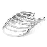 KISS WIFE Gold Cuff Bracelets Set for Women, Layered Stackable Open Adjustable Bangle Bracelets, Trendy Jewelry Gift for Her (Silver-2)