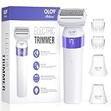 Bikini Trimmer, Electric Shaver for Women, IPX7 Waterproof Wet & Dry Electric Razors, Bikini Legs Underarm Public Hairs Rechargeable Trimmer with 3 Trimmer Heads-Purple