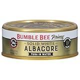 Bumble Bee Prime Solid White Albacore Tuna in Water, 5 oz Can - Premium Wild Caught Tuna - 32g Protein per Serving - Non-GMO Project Verified, Gluten Free, Kosher