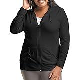 Just My Size Women's Full Zip Jersey Hoodie, Black, 2X