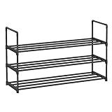 SONGMICS Shoe Rack, 3 Tier Shoe Organizer, Metal Shoe Storage Shelf for 15 Pairs of Shoes, Easy to Assemble, Entryway, Black ULSA303B02