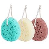 KECUCO 3 Pcs Bath Sponge for Women, Men, Teenager, Body Wash Sponges Loofah Body Scrubber, 3 Colors & Large Size Shower Pouf Cleaning Loofahs for Shower Exfoliating