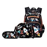 Cusangel Kids Backpack for Girls Preschool Elementary Kindergarten School Bag 15.6″ Multifunctional Cute Large Capacity (Black Space 3pcs)