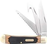 Old Timer 69OT Premium Trapper 7.4in High Carbon S.S. Traditional Folding Pocket Knife with Clip Point Blade, Sawcut Handle, and Convenient Size for Everyday Carry, Hunting, Camping, and Outdoors