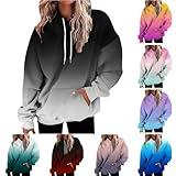 wxglndab Prime of Day Deals Today 2024 Clearance Hoodies for Women Casual Long Sleeve Oversized Sweatshirts Drawstring Pullover Fashion Multicolor Hoodie with Pocket