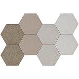 Vienrose Hexagon Felt Bulletin Board Self Adhesive Pin Board Wall Decoration Tiles with 35 Push Pins for Office Home and School, Camel Series 8 Pack