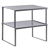 NEX Kitchen Shelf Organizer for Cabinet Counter Cupboard Pantry, Stackable & Expandable, Silver