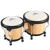 EastRock Bongo Drum 4” and 5” Set for Adults Kids Beginners Professionals Tunable Wood and Metal Drum Percussion Instruments With Tuning Wrench