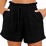 Prime Try Before You Buy Women Prime of Day Teacher Deals Linen Shorts for Women Drawstring Elastic Waist Shorts Womens Athletic Shorts with Pocket Summer Outfits for Women Hiking Shorts Women