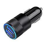 Fast Car Charger, Quick Charging 5.4A/30W Phone USB Adapter Rapid Plug 2 Port Cigarette Lighter Charger Flush Compatible Samsung, Tablet, iPhone, iPad, LG, Automobile Charger