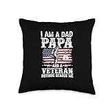 Fathersday Fashion by Mabanda Fathers Day-I'm a American Veteran-Nothing Scares ME Throw Pillow, 16x16, Multicolor