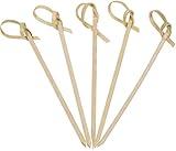 KingSeal Bamboo Wood Flower Knot Picks, Skewers, 3.5 Inches, Perfect for Cocktails and Appetizers - 2 Packs of 100 Each (200 Count)