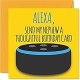 Stuff4 Funny Happy Birthday Cards for Nephew - Alexa - Joke Happy Birthday Card for Nephew from Aunt Uncle, Birthday Gifts, 5.7 x 5.7 Inch Fun Greeting Cards Gift for Nephew