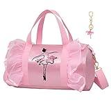 Dorlubel Cute Ballet Dance Bag Gym Travel Duffle Bag for Girls Tutu Dress Bag with Key Chain for Girls (Pink2 of Long Mesh)