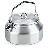 Camping Kettle Outdoor Campfire Camp Kettle, 1L Stainless Steel camping tea kettle Coffee Pot, Portable Lightweight Teapot Fast Heating Boiling Water, Ideal for Hiking Picnic Travel, Silver