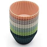 Reusable Silicone Cupcake Baking Cups 24 Pack, 2.75 inch Silicone Baking Cups, Non-stick Muffin Cupcake Liners for Party Halloween Christmas, Easy Clean Pastry Muffin Molds（Multicolor）