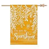 CROWNED BEAUTY Summer Sunshine House Flag 28x40 Inch Double Sided Large Burlap Holiday Flag for Outside Yard