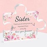 Gifts for Sister Mothers Day, Sister Gifts from Sisters, Engraved Acrylic Block Puzzle 3.9x3.3 inch - Happy Birthday Gifts for Sister, Sister Gifts from Sisters Brothers, Sister Birthday Gifts Ideas