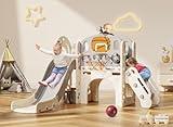 BIERUM 9 in 1 Toddler Playset with Slide, Ring Toss, Basketball Hoop and Telescope - Indoor Outdoor Toddler Playground