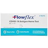 Flowflex COVID-19 Antigen Home Test kit, 1 Pack, 5 Tests Total. FDA EUA Authorized OTC at-Home Self-Test, Non-invasive Nasal Swab, Easy to Use and No Discomfort, Results in 15 Minutes