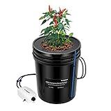 VIVOSUN DWC Hydroponics Grow System with Top Drip Kit, 5-Gallon Deep Water Culture, Recirculating Drip Garden System with Multi-Purpose Air Hose, Air Pump, and Air Stone (1 Bucket + Top Drip Kit)