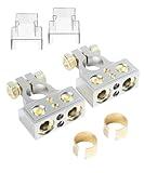 UBOG 2PCS Battery Terminal Connectors,Car Accessories Battery Terminals,Top Post Battery Terminal,0/2/4/6/8/10 AWG Battery Terminal with Shims Protector Cover,Fit for SAE/DIN/EN Tapered Top Post