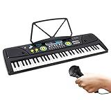 PYLE Digital Piano Kids Keyboard - Portable 61 Key Piano Keyboard, Learning Keyboard for Beginners w/ Drum Pad, Recording, Microphone, Music Sheet Stand, Built-in Speaker- 3 4 5 6 Year Old Girls, Boys