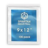 Spartan Industrial - 9" X 12" (100 Count) 2 Mil Clear Reclosable Zip Plastic Poly Bags with Resealable Lock Seal Zipper