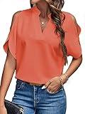 HyBomluo,Please Support The Original,Summer New Casual Fashion Cold Blouses,2024 Off Shoulder Tops for Women, V Neck Loose Shirts(Watermelon Red，M)