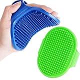 BRILLIRARE 2 Pack Dog Grooming Brush, Premium Soft Silicone Pet Bath Brushes with Adjustable Handle, Shampoo Soothing Comb for Wet Dry Long Short Haired Dogs & Cats Massaging, Deshedding