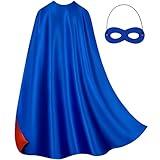 Adult Superhero Cape & Mask Set - Double-Sided Blue & Red Super Hero Capes and Masks for Men Women Dress-Up Parties