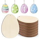 Wooden Egg Ornaments to Paint Easter Decoration Cutouts Unfinished 24PCS 3.5 x 3 inches, DIY Blank Unfinished Wood Discs Ornament for Home Crafts Hanging Spring St. Patrick Day Decoration